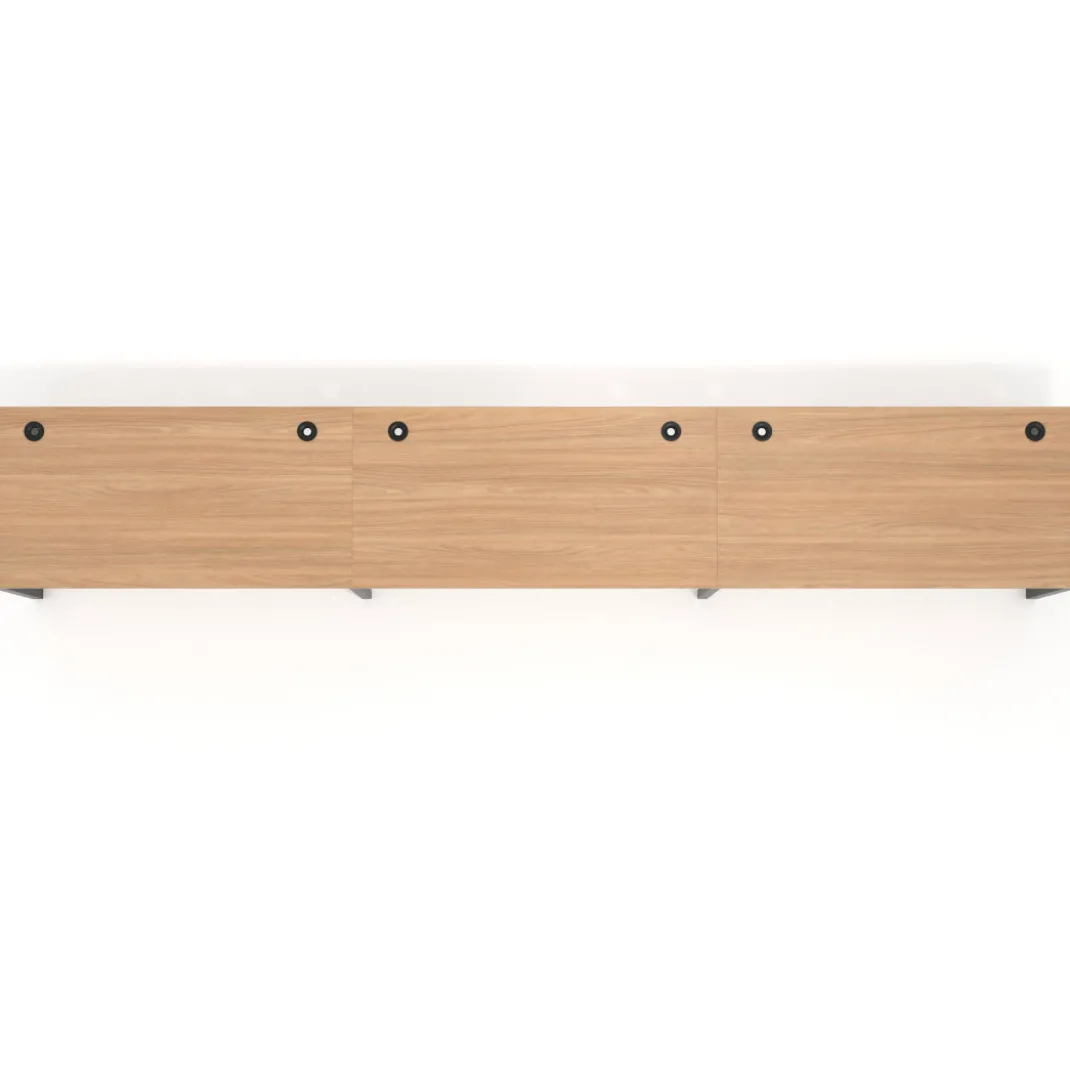 Mesa de oficina progresiva Delta triple, fondo 80cm, estructura negra
