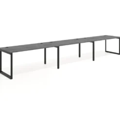 Mesa de oficina progresiva Delta triple, fondo 80cm, estructura negra