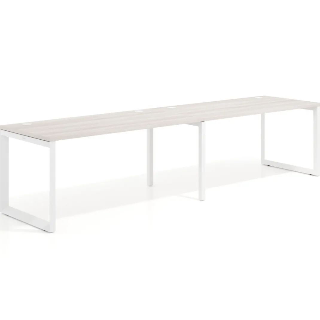 Mesa de oficina progresiva Delta doble, fondo 80cm, estructura blanca