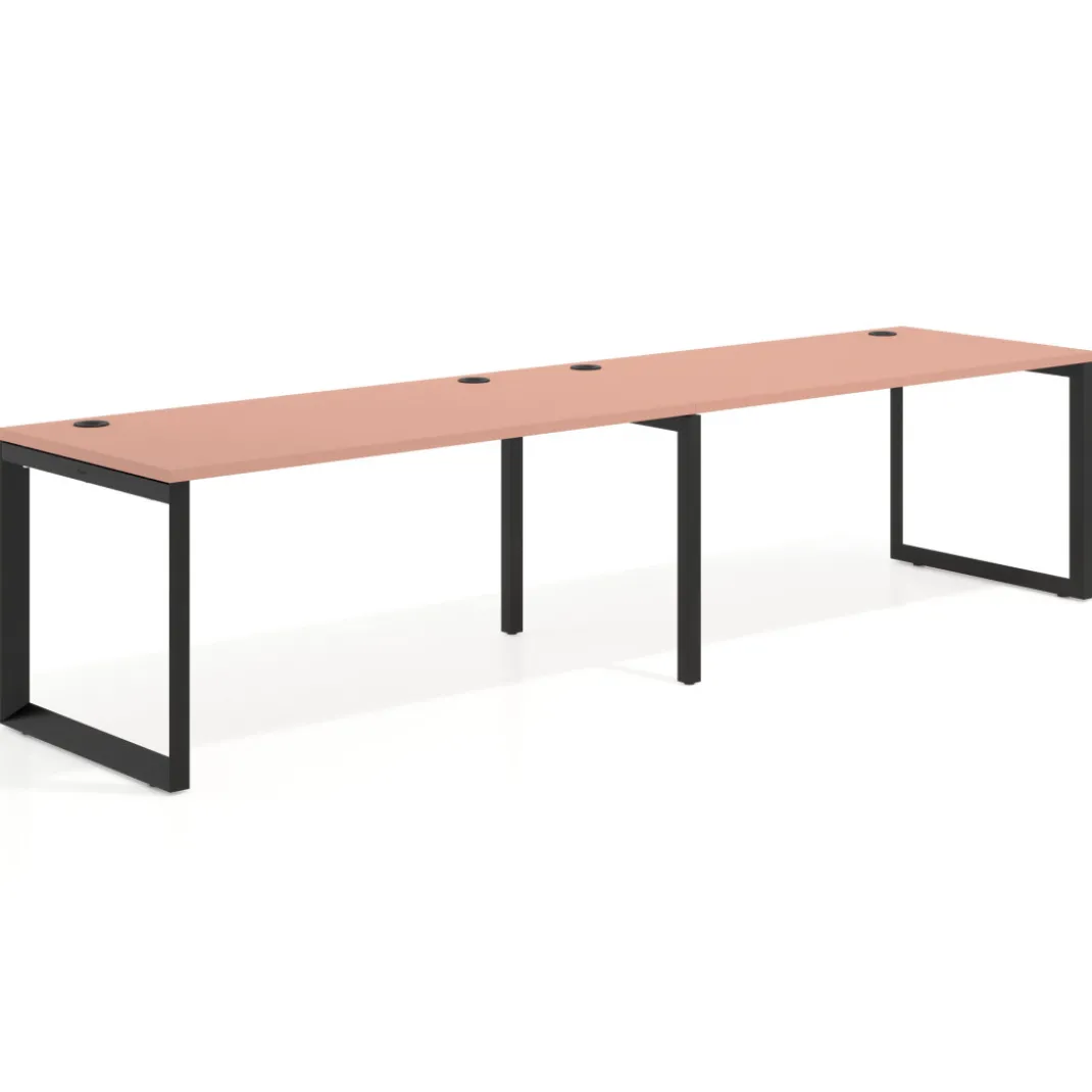 Mesa de oficina progresiva Delta doble, fondo 80cm, estructura negra