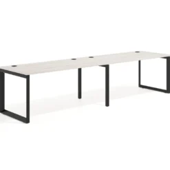 Mesa de oficina progresiva Delta doble, fondo 80cm, estructura negra