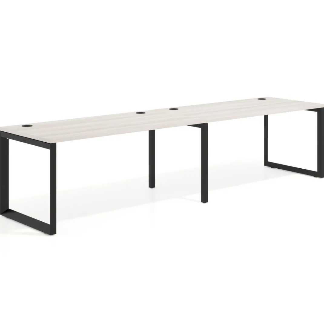 Mesa de oficina progresiva Delta doble, fondo 80cm, estructura negra