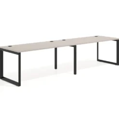 Mesa de oficina progresiva Delta doble, fondo 80cm, estructura negra
