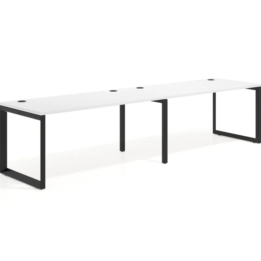 Mesa de oficina progresiva Delta doble, fondo 80cm, estructura negra