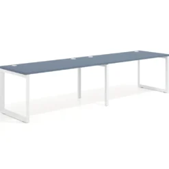 Mesa de oficina progresiva Delta doble, fondo 80cm, estructura blanca