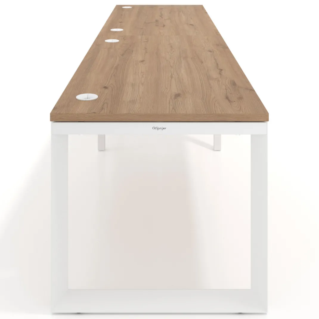 Mesa de oficina progresiva Delta doble, fondo 80cm, estructura blanca