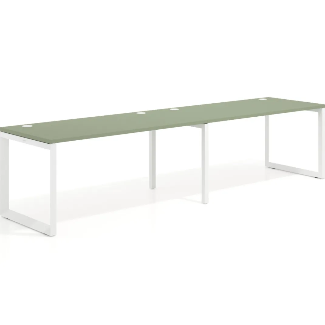 Mesa de oficina progresiva Delta doble, fondo 80cm, estructura blanca