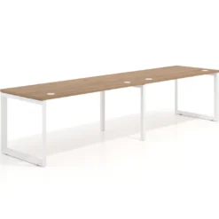 Mesa de oficina progresiva Delta doble, fondo 80cm, estructura blanca