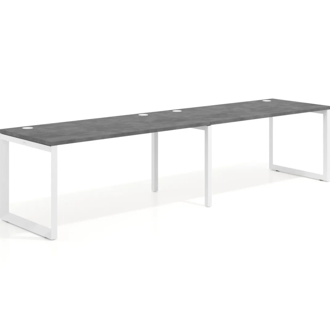 Mesa de oficina progresiva Delta doble, fondo 80cm, estructura blanca