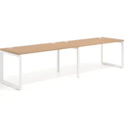 Mesa de oficina progresiva Delta doble, fondo 80cm, estructura blanca