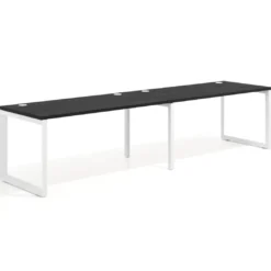 Mesa de oficina progresiva Delta doble, fondo 80cm, estructura blanca