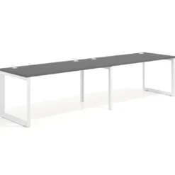 Mesa de oficina progresiva Delta doble, fondo 80cm, estructura blanca