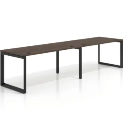 Mesa de oficina progresiva Delta doble, fondo 80cm, estructura negra