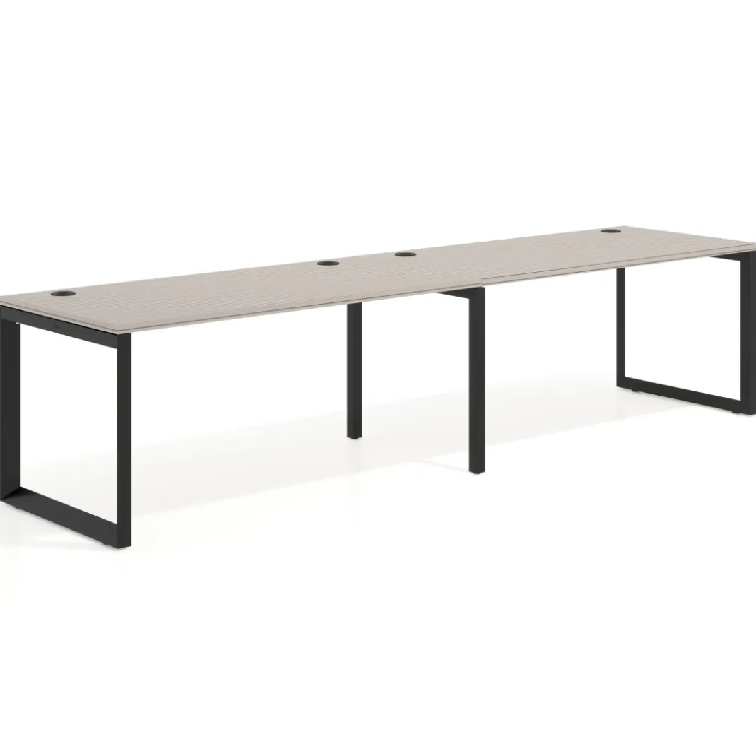 Mesa de oficina progresiva Delta doble, fondo 80cm, estructura negra