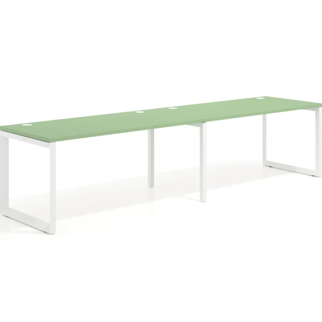 Mesa de oficina progresiva Delta doble, fondo 80cm, estructura blanca