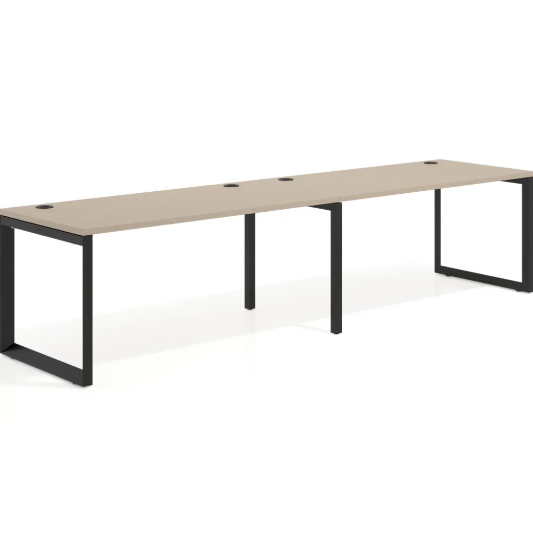 Mesa de oficina progresiva Delta doble, fondo 80cm, estructura negra