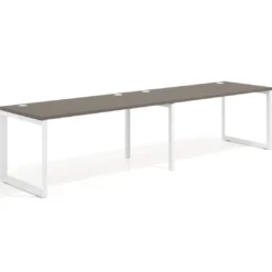 Mesa de oficina progresiva Delta doble, fondo 80cm, estructura blanca