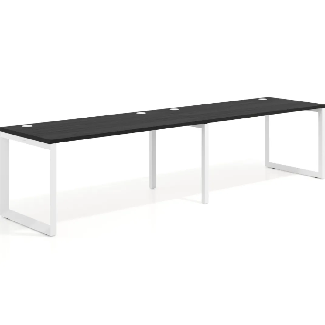 Mesa de oficina progresiva Delta doble, fondo 80cm, estructura blanca