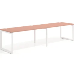 Mesa de oficina progresiva Delta doble, fondo 80cm, estructura blanca
