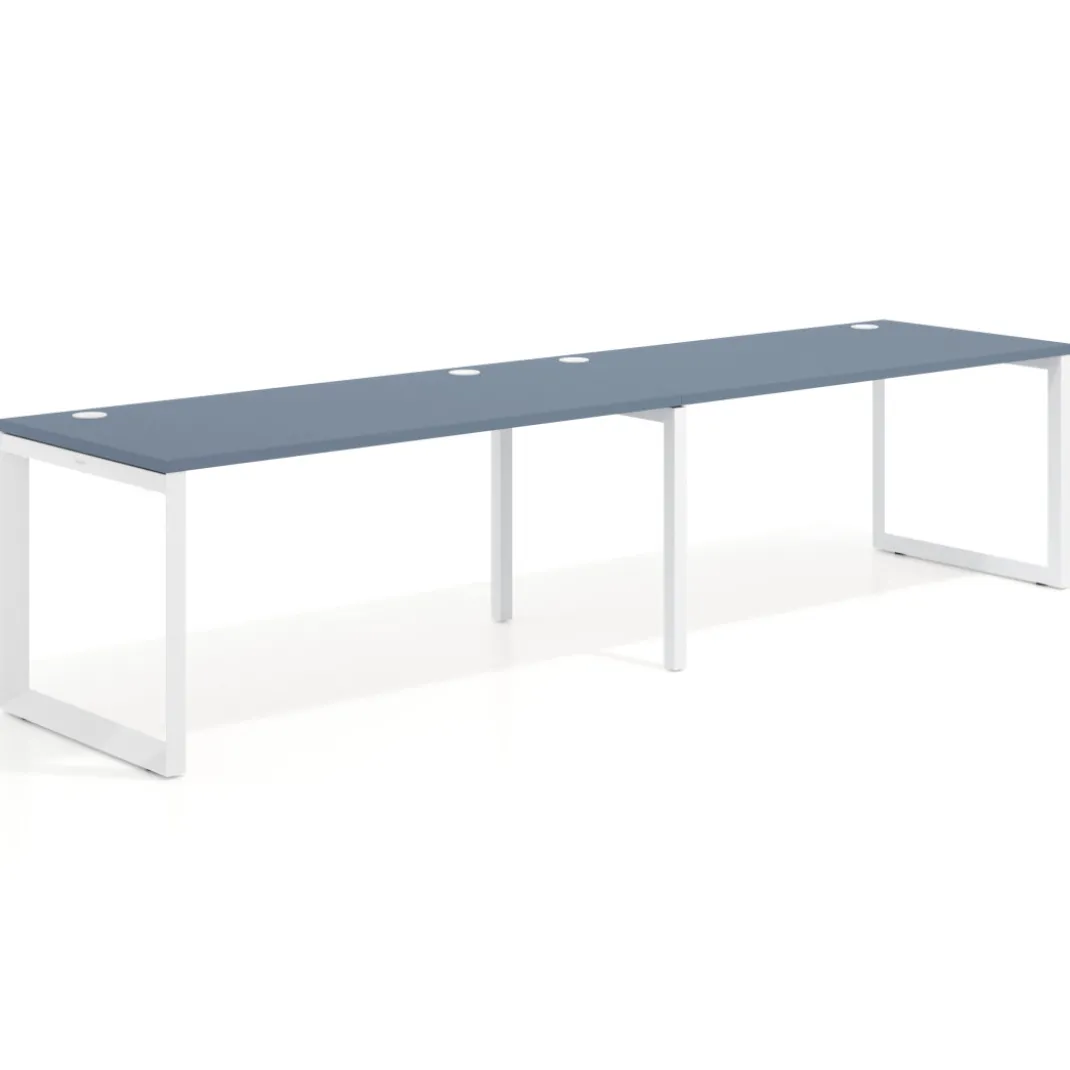 Mesa de oficina progresiva Delta doble, fondo 80cm, estructura blanca