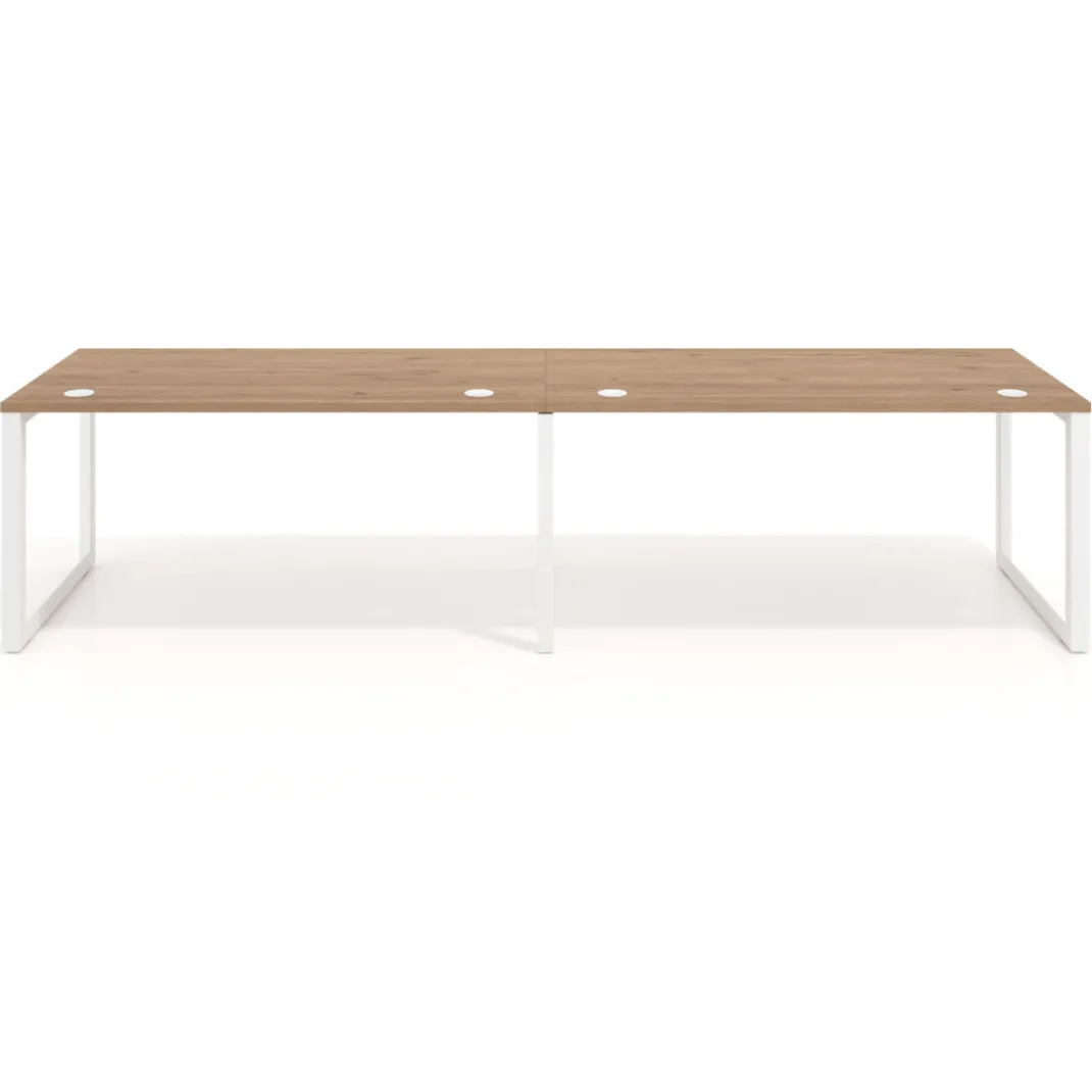 Mesa de oficina progresiva Delta doble, fondo 80cm, estructura blanca