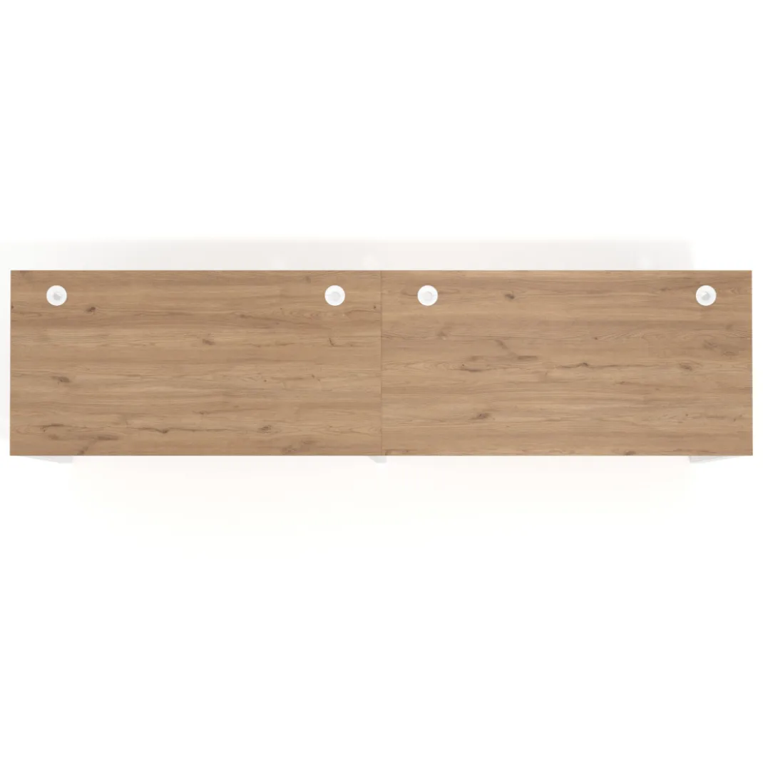 Mesa de oficina progresiva Delta doble, fondo 80cm, estructura blanca