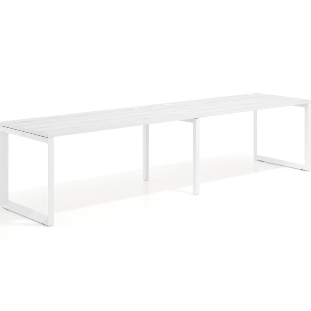 Mesa de oficina progresiva Delta doble, fondo 80cm, estructura blanca