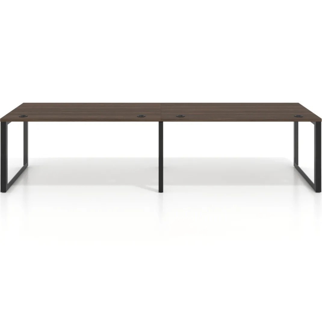 Mesa de oficina progresiva Delta doble, fondo 80cm, estructura negra