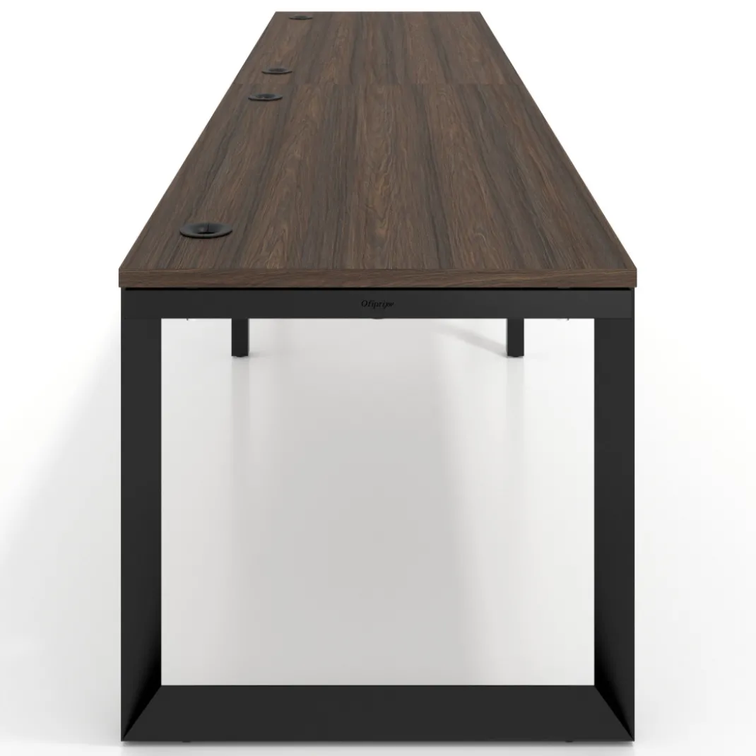 Mesa de oficina progresiva Delta doble, fondo 80cm, estructura negra