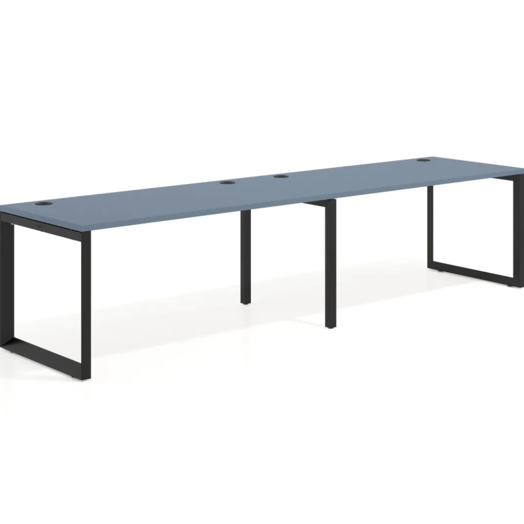Mesa de oficina progresiva Delta doble, fondo 80cm, estructura negra