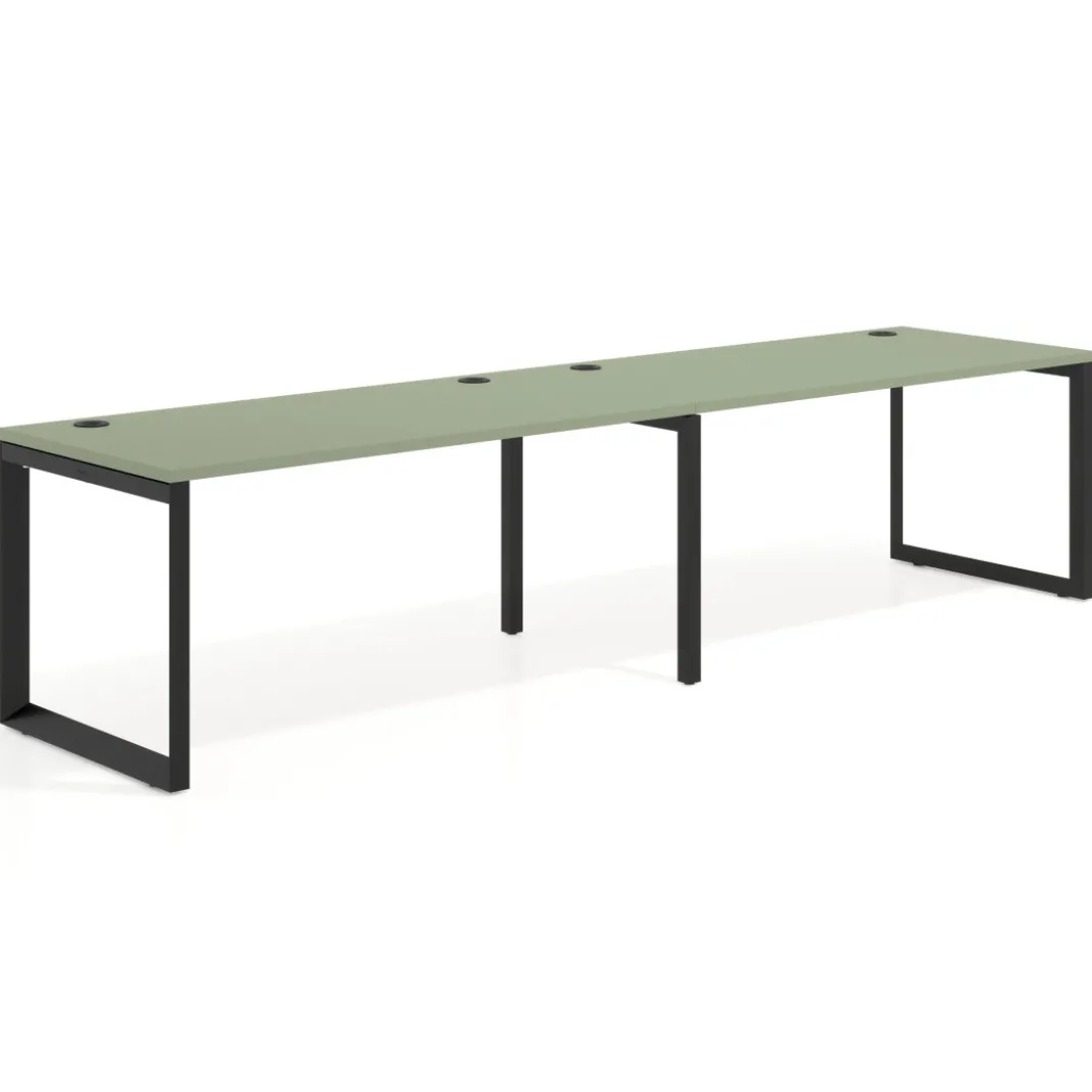 Mesa de oficina progresiva Delta doble, fondo 80cm, estructura negra