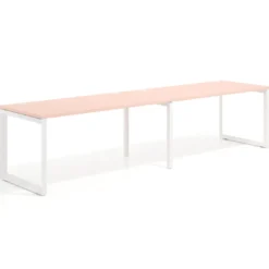 Mesa de oficina progresiva Delta doble, fondo 80cm, estructura blanca