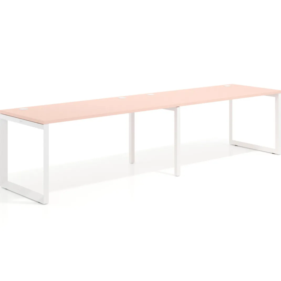 Mesa de oficina progresiva Delta doble, fondo 80cm, estructura blanca