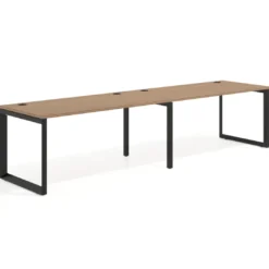 Mesa de oficina progresiva Delta doble, fondo 80cm, estructura negra