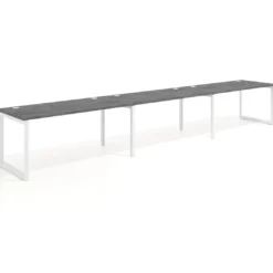 Mesa de oficina progresiva Delta triple, fondo 80cm, estructura blanca