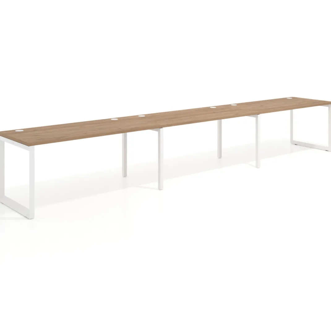 Mesa de oficina progresiva Delta triple, fondo 80cm, estructura blanca