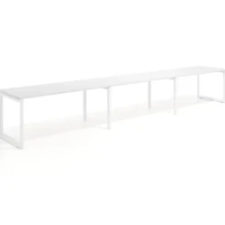 Mesa de oficina progresiva Delta triple, fondo 80cm, estructura blanca