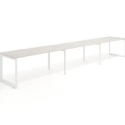 Mesa de oficina progresiva Delta triple, fondo 80cm, estructura blanca
