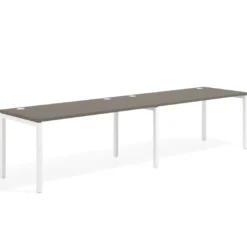 Mesa de oficina progresiva doble Kube, fondo 80cm, estructura blanca