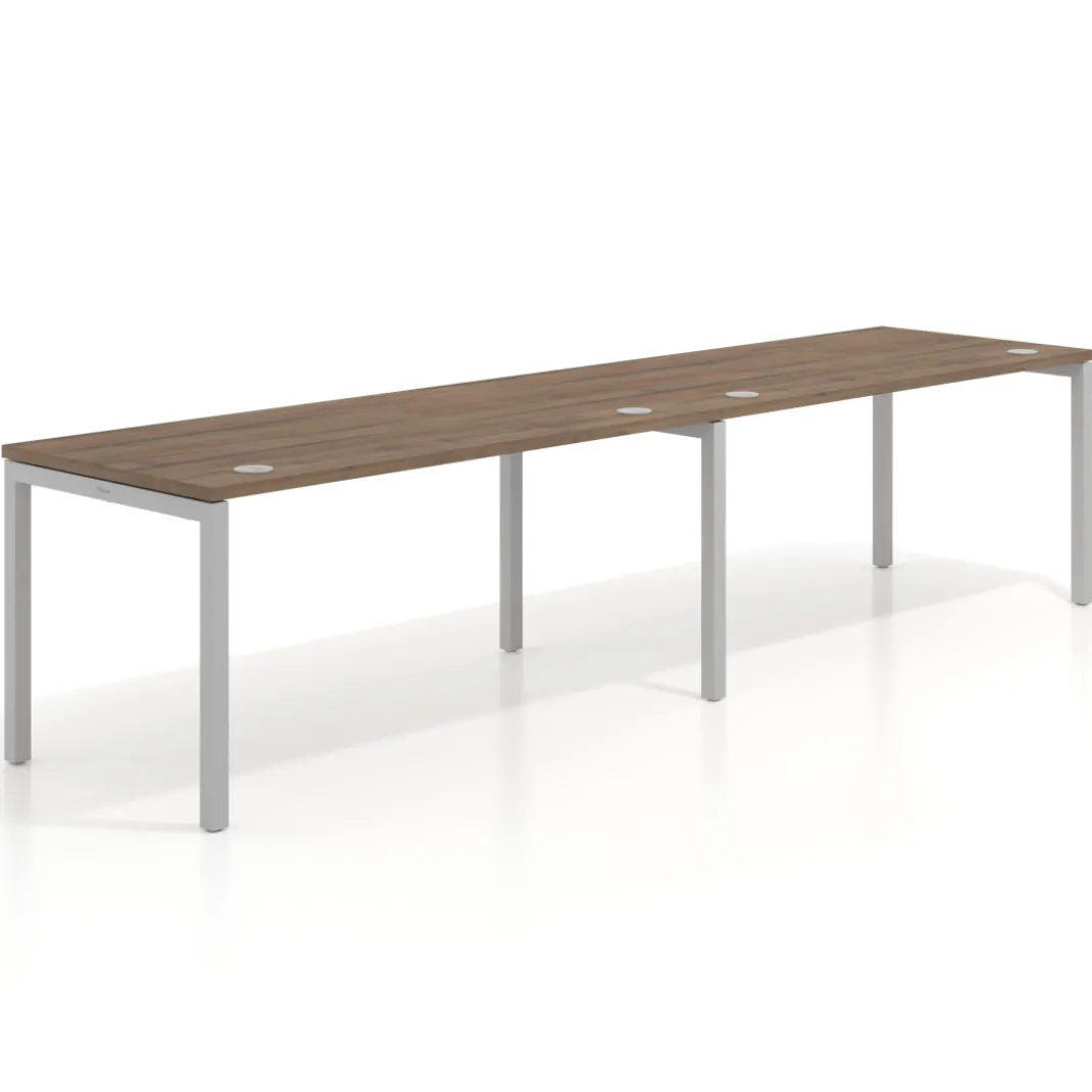 Mesa de oficina progresiva doble Kube, fondo 80cm, estructura aluminio