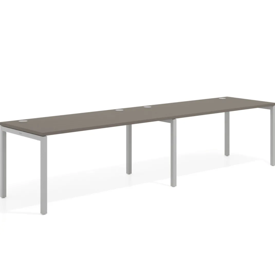 Mesa de oficina progresiva doble Kube, fondo 80cm, estructura aluminio