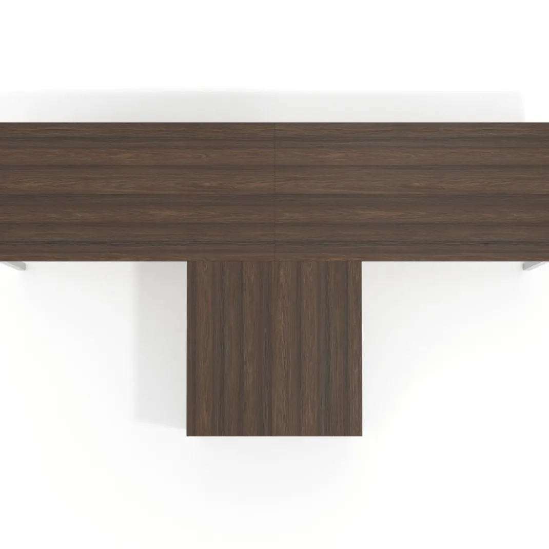 Mesa de oficina progresiva doble con ala extensión Kube, estructura aluminio