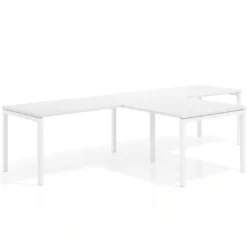 Mesa de oficina progresiva doble con ala extensión Kube, estructura blanca