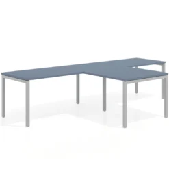 Mesa de oficina progresiva doble con ala extensión Kube, estructura aluminio