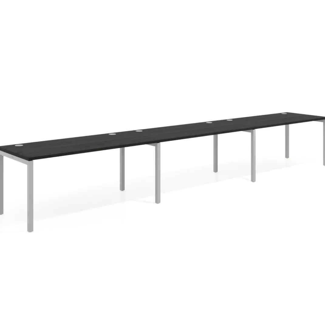 Mesa de oficina progresiva triple Kube, fondo 80cm, estructura aluminio
