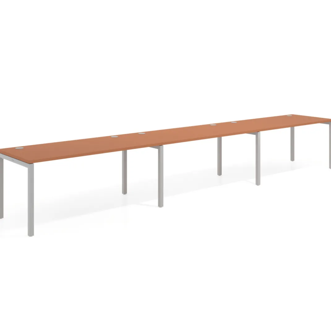 Mesa de oficina progresiva triple Kube, fondo 80cm, estructura aluminio
