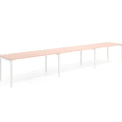 Mesa de oficina progresiva triple Kube, fondo 80cm, estructura blanca