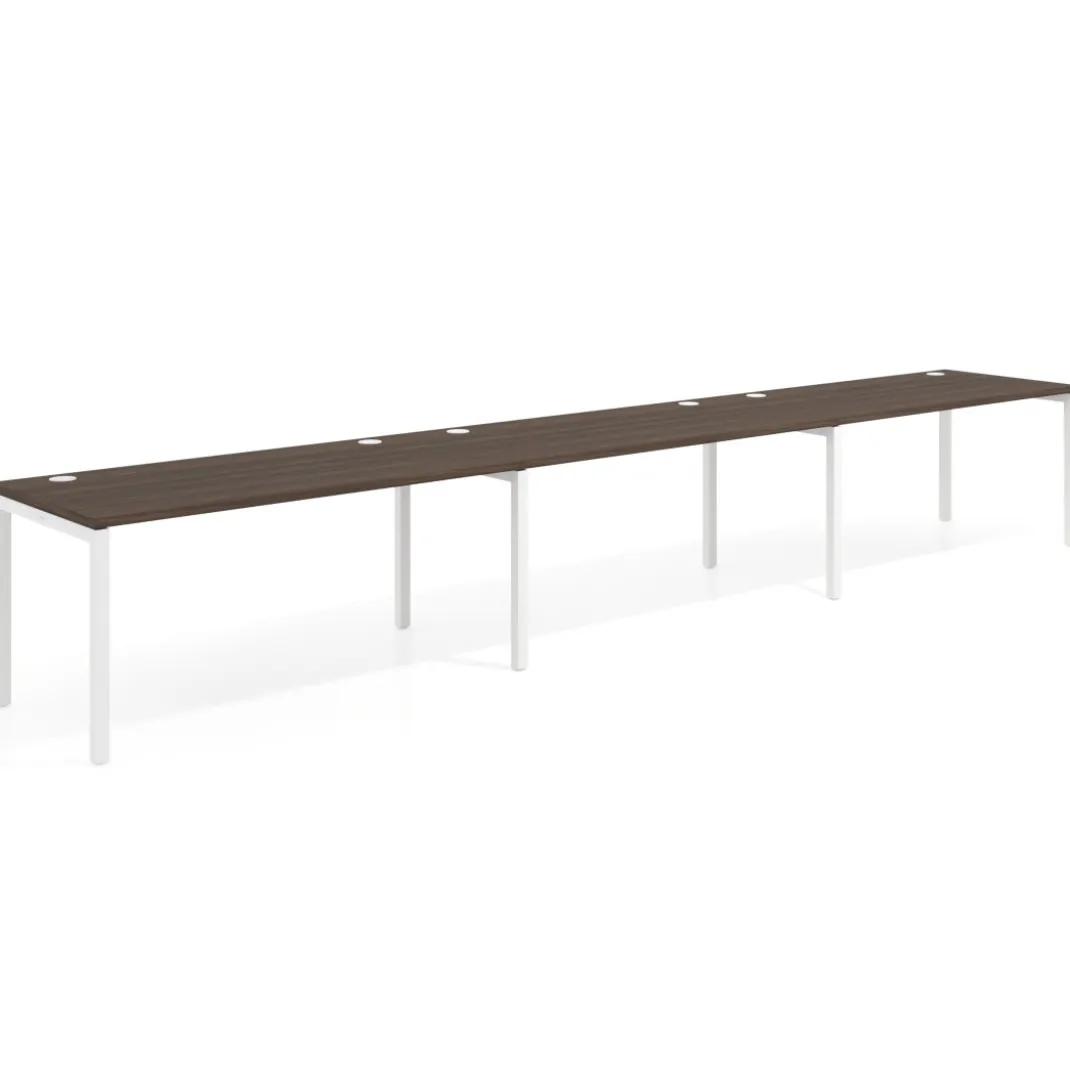 Mesa de oficina progresiva triple Kube, fondo 80cm, estructura blanca