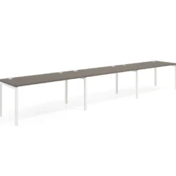 Mesa de oficina progresiva triple Kube, fondo 80cm, estructura blanca