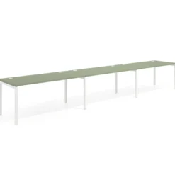 Mesa de oficina progresiva triple Kube, fondo 80cm, estructura blanca
